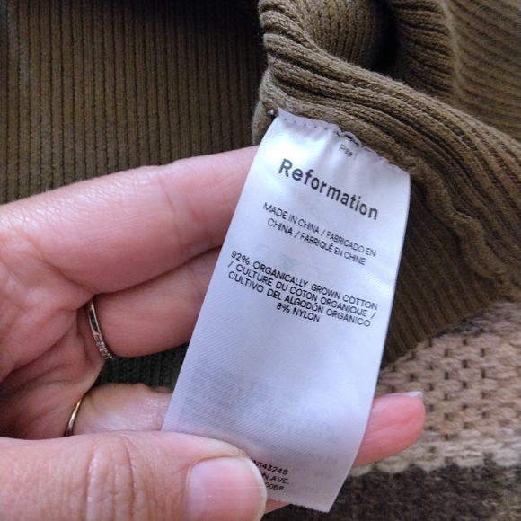 Reformation Women's Kaitlyn Ribbed Cotton Brown Cardigan Size L Athleisure - Picture 8 of 8